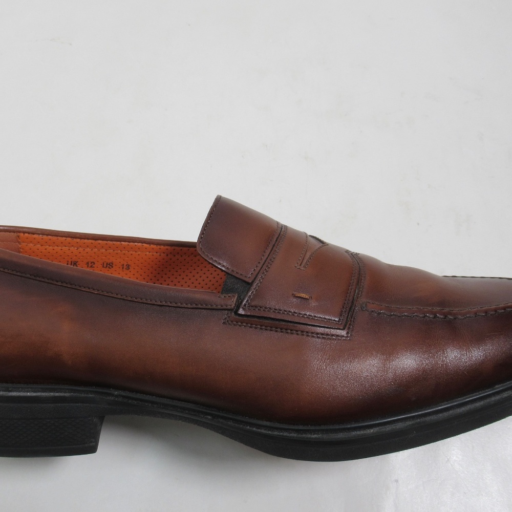 Santoni Men's Dark Brown Leather Easy Loafer Size 13 US / 12 UK / 48 EU